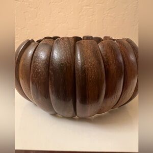 Vintage Dark Wood Stretch Cuff Brown Bracelet